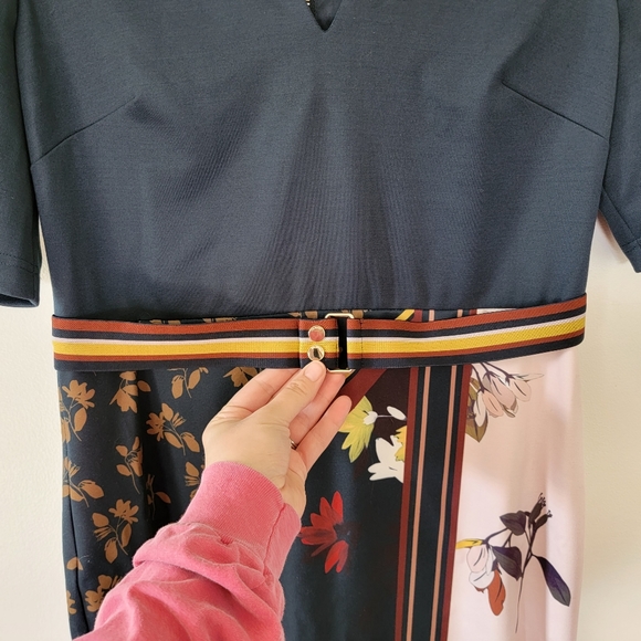 NWT Ted Baker London Madiiy Savanna Bodycon Dress Ted Size 3 US 8-10 navy floral - Picture 3 of 12